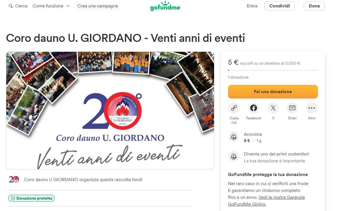 Crow funding Coro dauno U. GIORDANO
